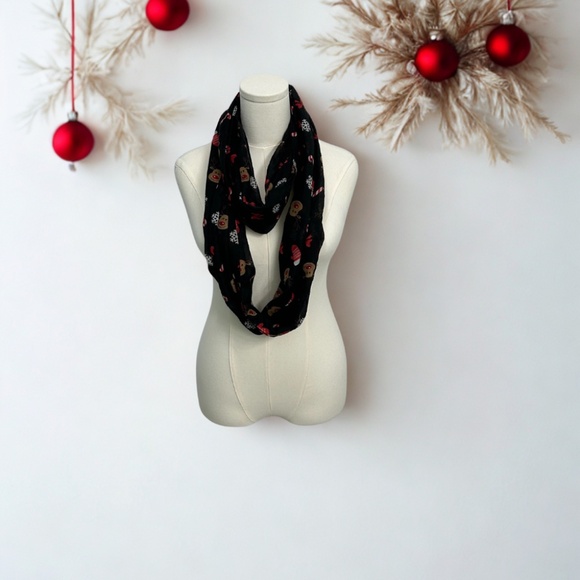 Christmas Scarf .Black, Red , Brown and white - Picture 1 of 7